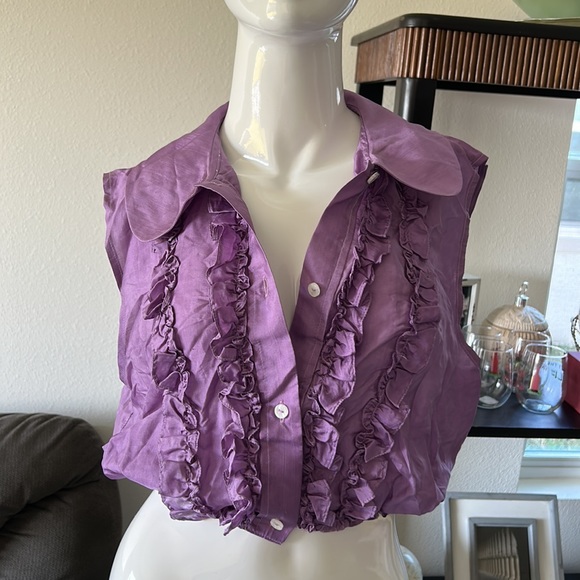 MARY CRAFTS SILK CROP SHIRT TOP BLOUSE SIZE 10 - Picture 4 of 7